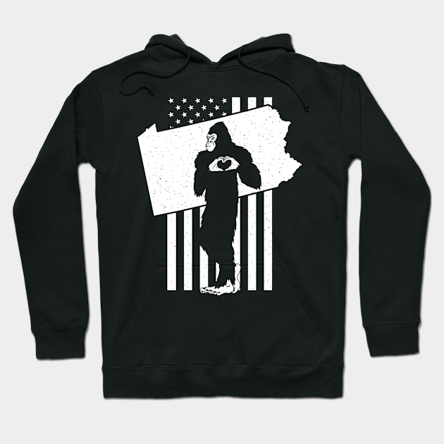 Pennsylvania Bigfoot American Flag Hoodie by Tesszero